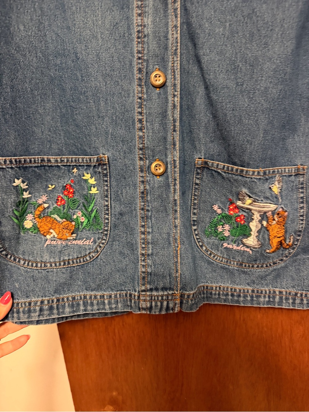 Blair cat theme pattern button down top - Picture 2 of 5